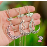 Кулон для троих друзей "Best Friends Forever. Луна звезды. Цена за набор